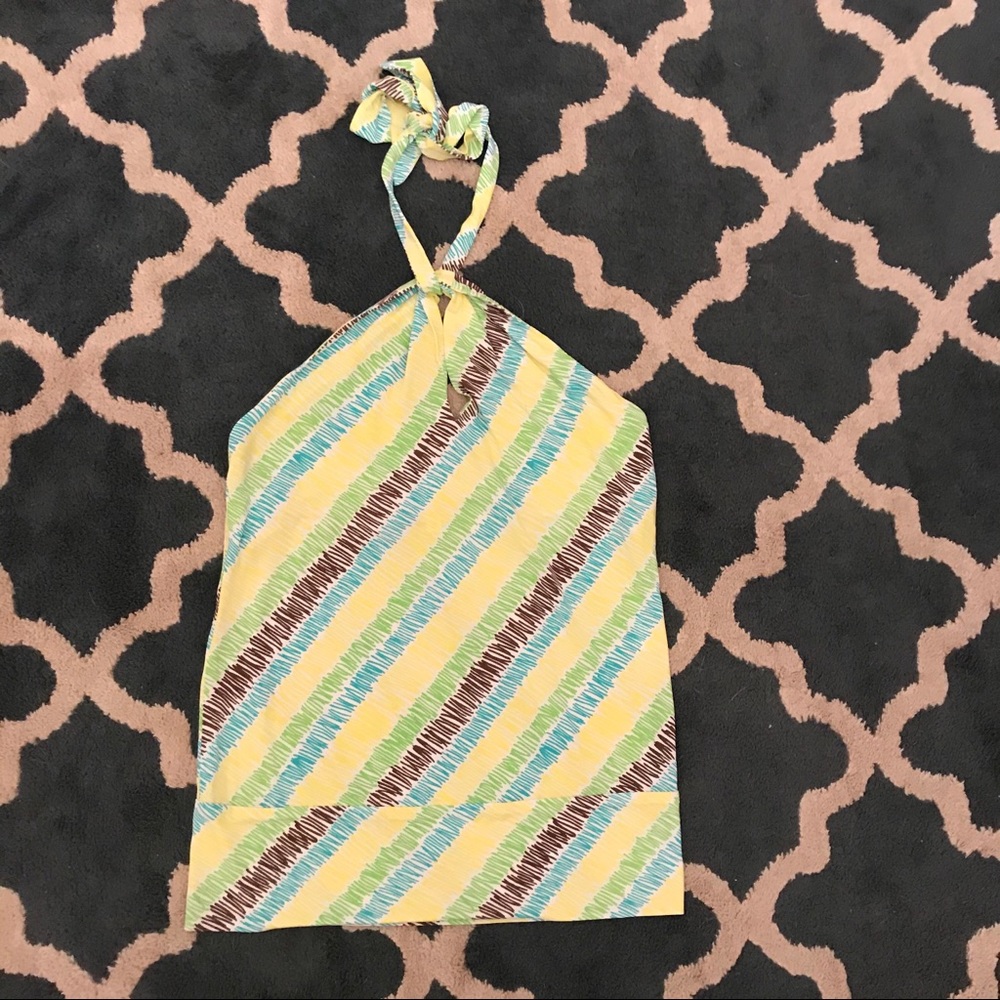Milly yellow green print halter top size small
